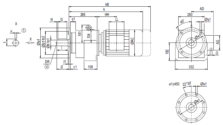 Монтажное исполнение на фланце DF/ZF88 (тип A)